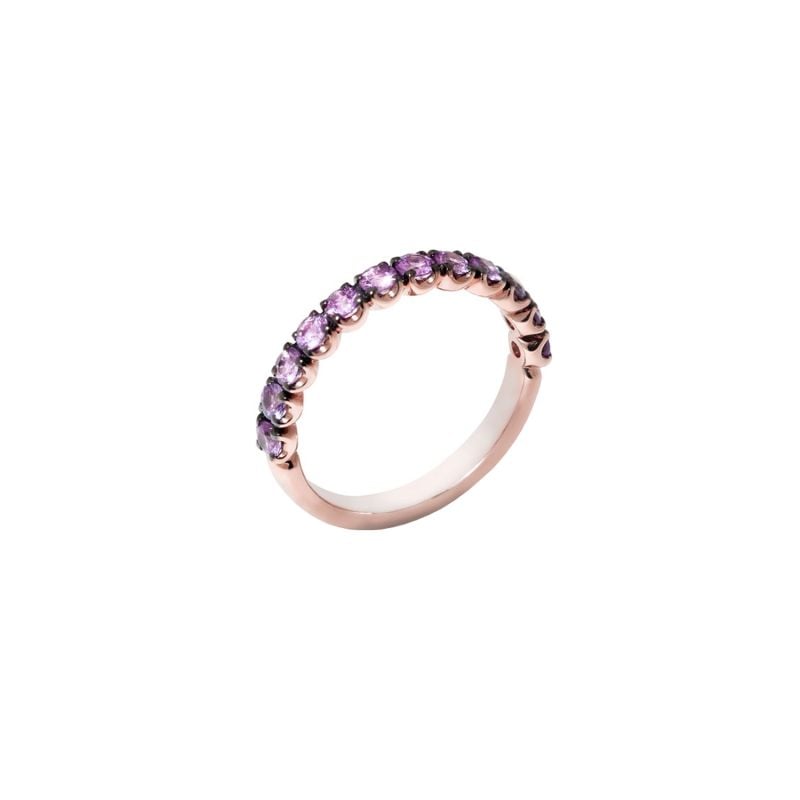 QUERA ANILLO DE ORO ROSA CON ZAFIROS LILAS
