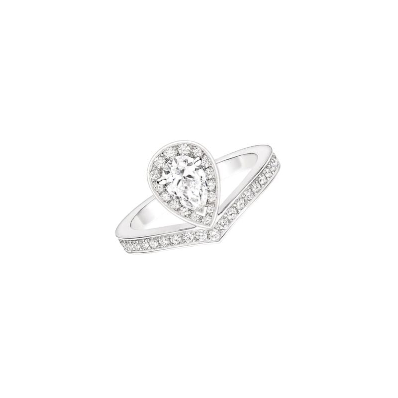 CHAUMET ANILLO EN ORO BLANCO CON 1 DIAMANTE CENTRAL TALLA PERA JOSÉPHINE AIGRETTE