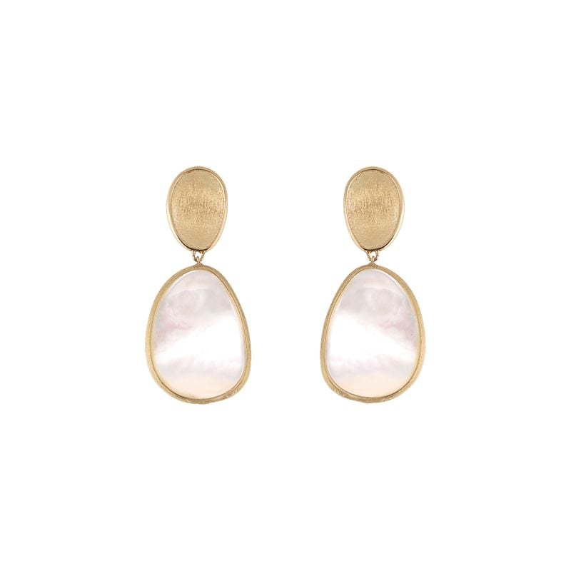 MARCO BICEGO YELLOW GOLD EARRINGS WITH WHITE MOTHER PEARL LUNARIA