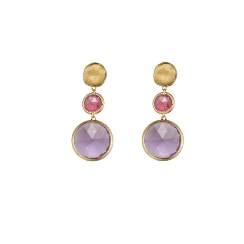 MARCO BICEGO YELLOW GOLD EARRINGS WITH AMETHYST AND TOURMALINE JAIPUR