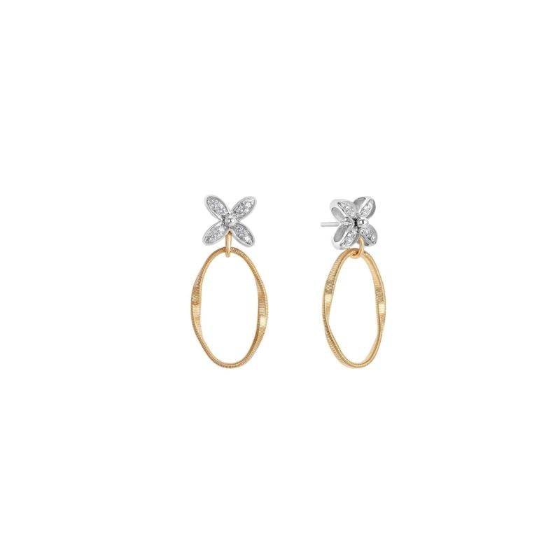 MARCO BICEGO YELLOW AND WHITE GOLD EARRINGS WITH DIAMONDS MARRAKECH ONDE