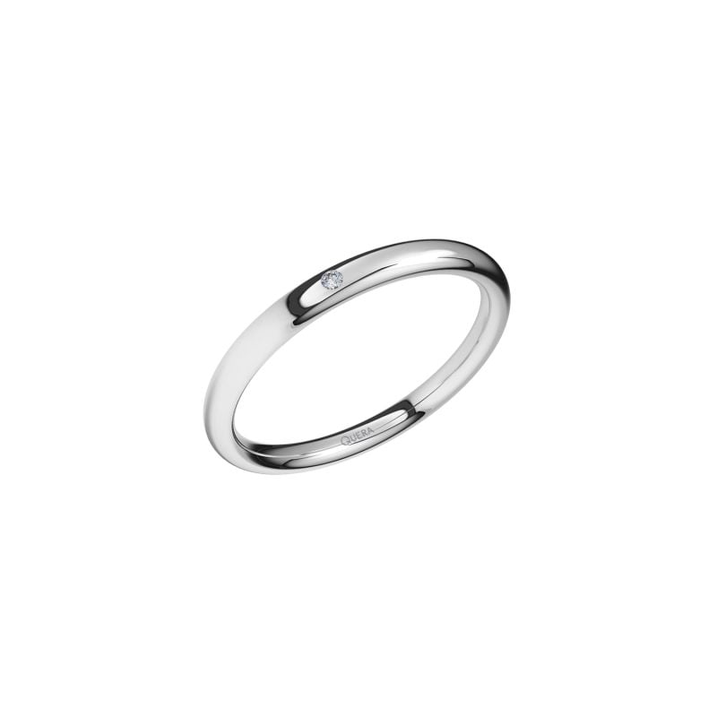 QUERA ALIANZA DE BODA EN ORO BLANCO CON UN DIAMANTE ELIPSE 