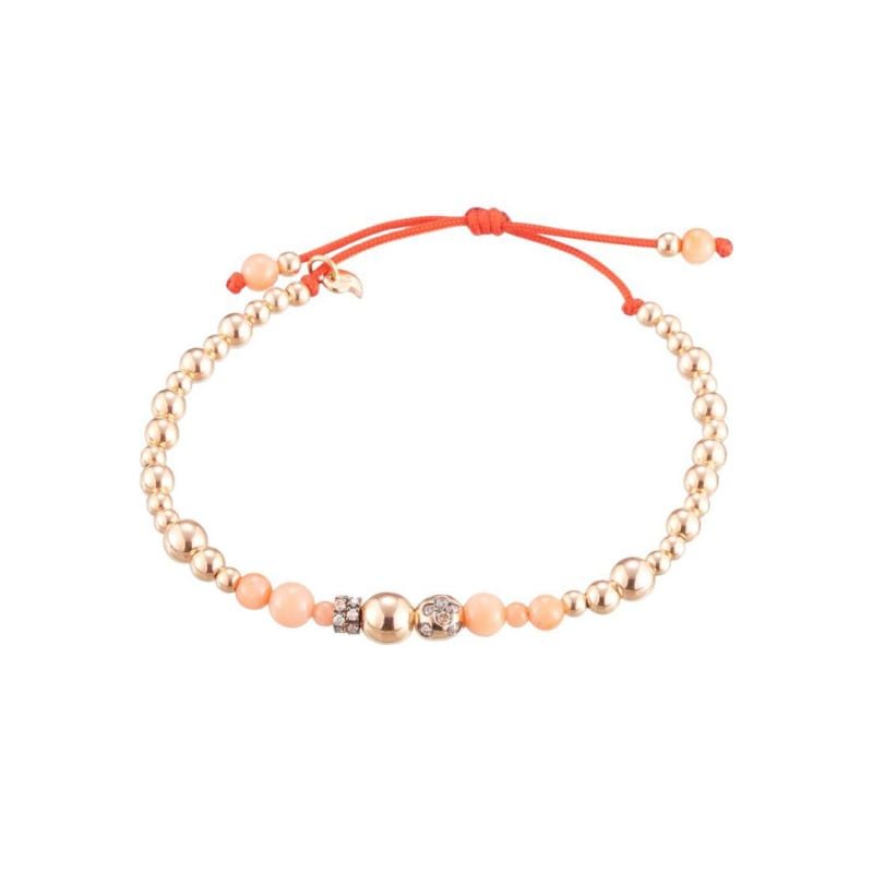 CERVERA BARCELONA PULSERA DE ORO ROSA CON CORAL ROJO Y DIAMANTES BROWN MY DREAMS