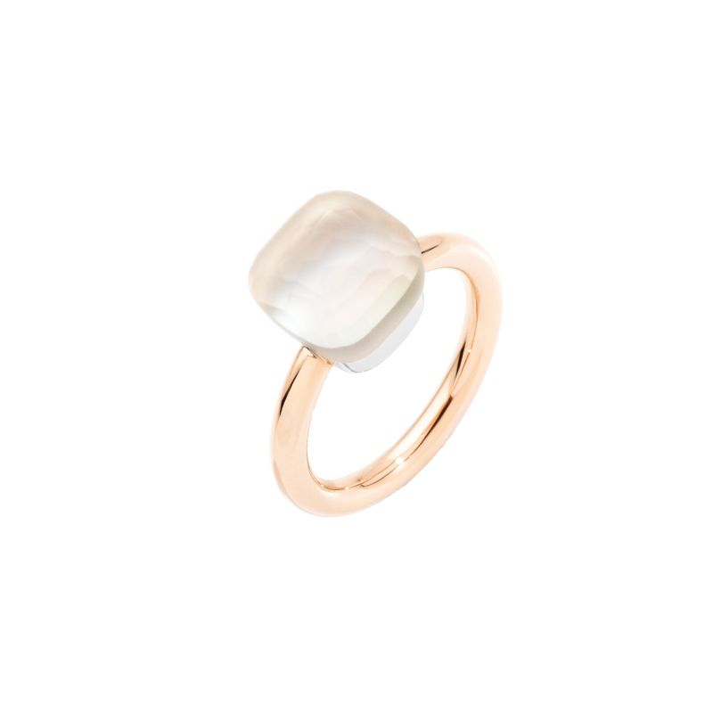 POMELLATO RING IN ROSE GOLD AND WHITE GOLD WITH TOPAZ AND MOTHER OF PEARL NUDO GELÉ