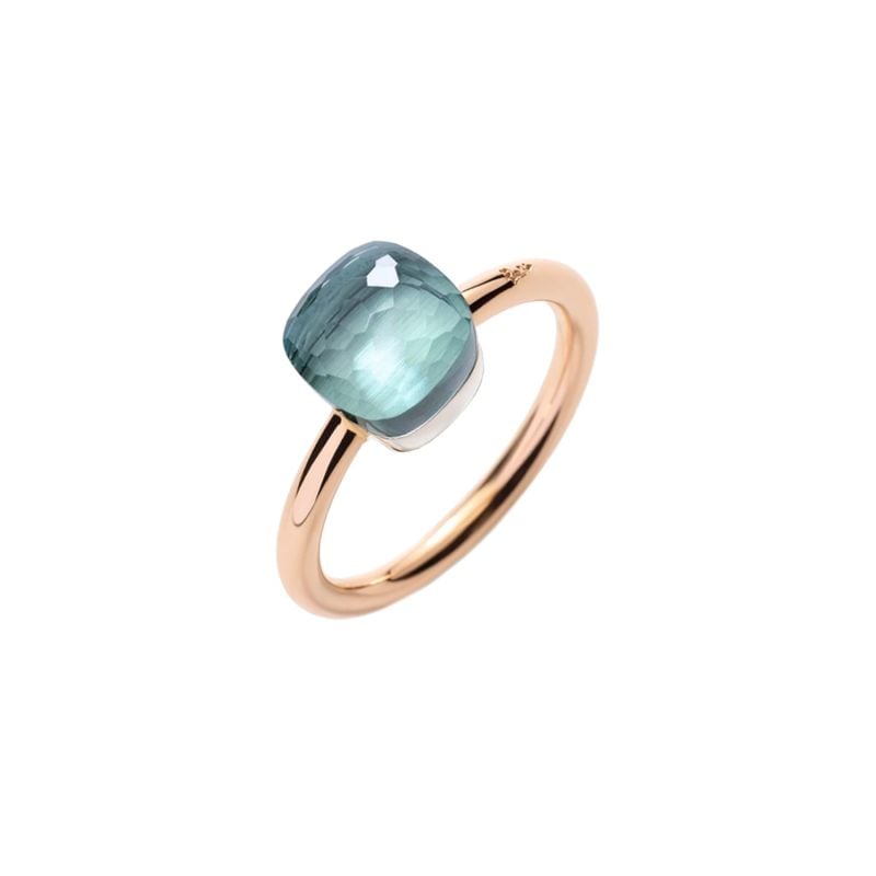 POMELLATO ANILLO DE ORO BLANCO Y ORO ROSA CON TOPACIO AZUL NUDO