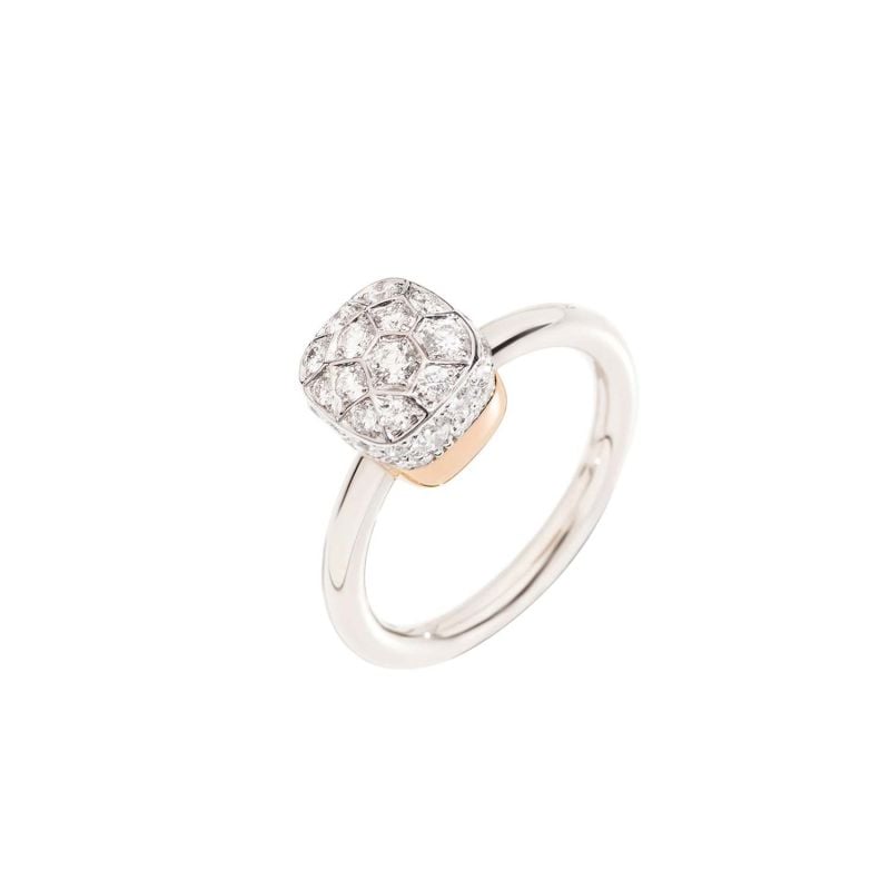 POMELLATO ANILLO DE ORO BLANCO Y ORO ROSA CON DIAMANTES NUDO 