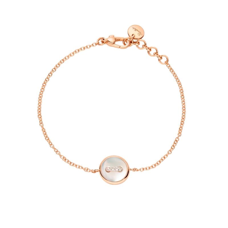POMELLATO ROSE GOLD BRACELET WITH WHITE DIAMONDS AND GREY AND WHITE MOTHER OF PEARL POM-POM DOT