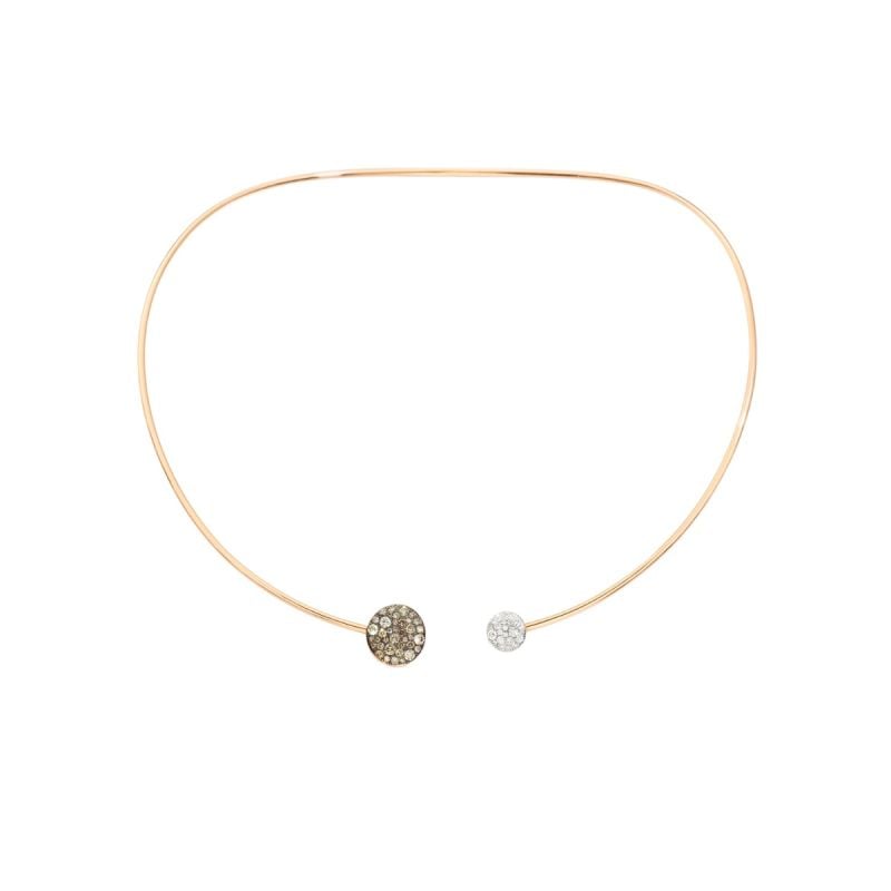 POMELLATO COLLAR DE ORO ROSA CON DIAMANTES BLANCOS Y BROWNS SABBIA