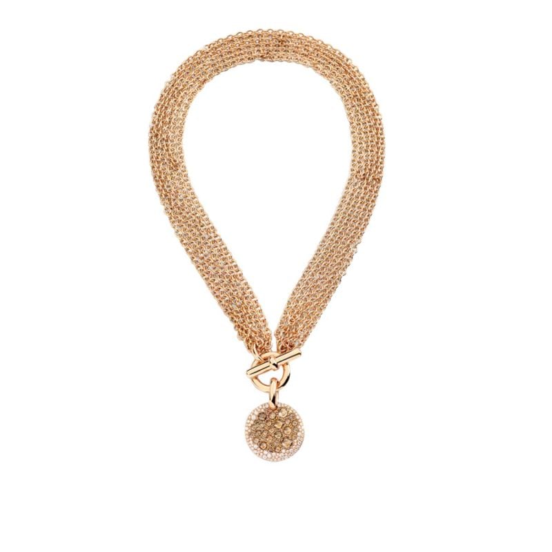 POMELLATO ROSE GOLD NECKLACE WITH WHITE AND BROWN DIAMONDS SABBIA