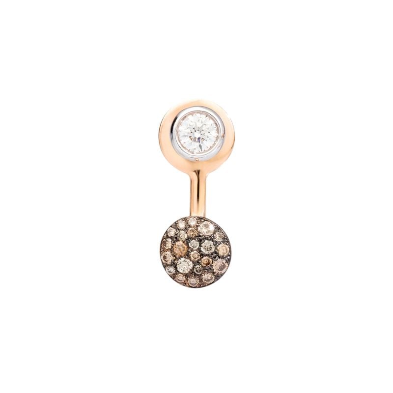 POMELLATO PENDIENTE DE ORO BLANCO Y ROSA CON DIAMANTE BLANCO Y DIAMANTES BROWN SABBIA