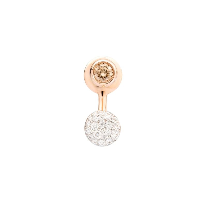 POMELLATO PENDIENTE ORO ROSA ORO CON 19 DIAMANTES BLANCOS Y 1 DIAMANTE BROWN
