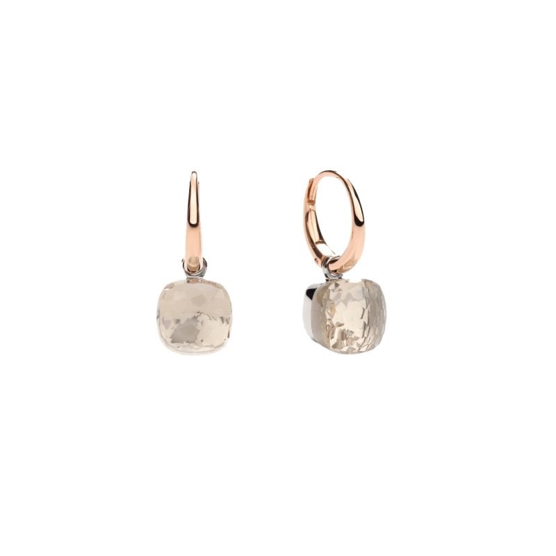 POMELLATO WHITE AND ROSE GOLD EARRINGS WITH WHITE TOPAZ NUDO PETIT
