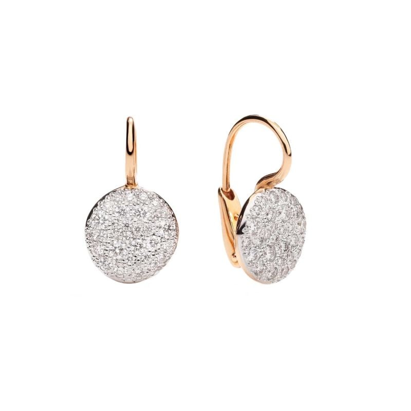 POMELLATO PENDIENTES DE ORO ROSA Y ORO BLANCO CON PAVÉ DE DIAMANTES SABBIA 
