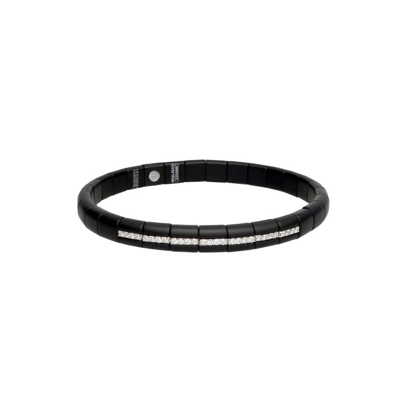 ROBERTO DEMEGLIO PULSERA DE ORO BLANCO Y CERÁMICA NEGRA CON DIAMANTES