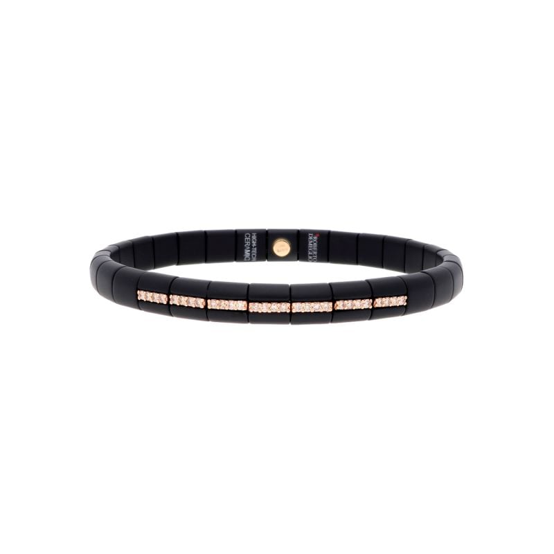 ROBERTO DEMEGLIO PULSERA DE ORO ROSA Y CERÁMICA NEGRA CON DIAMANTES BROWNS