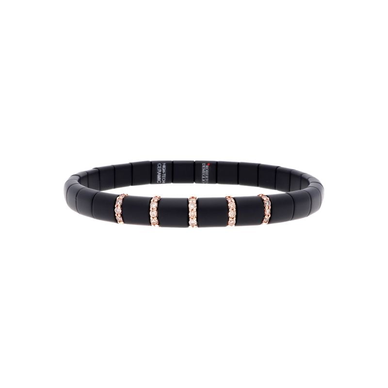 QUERA ROSE GOLD AND BLACK CERAMIC WITH BROWNS DIAMONDS BRACELET