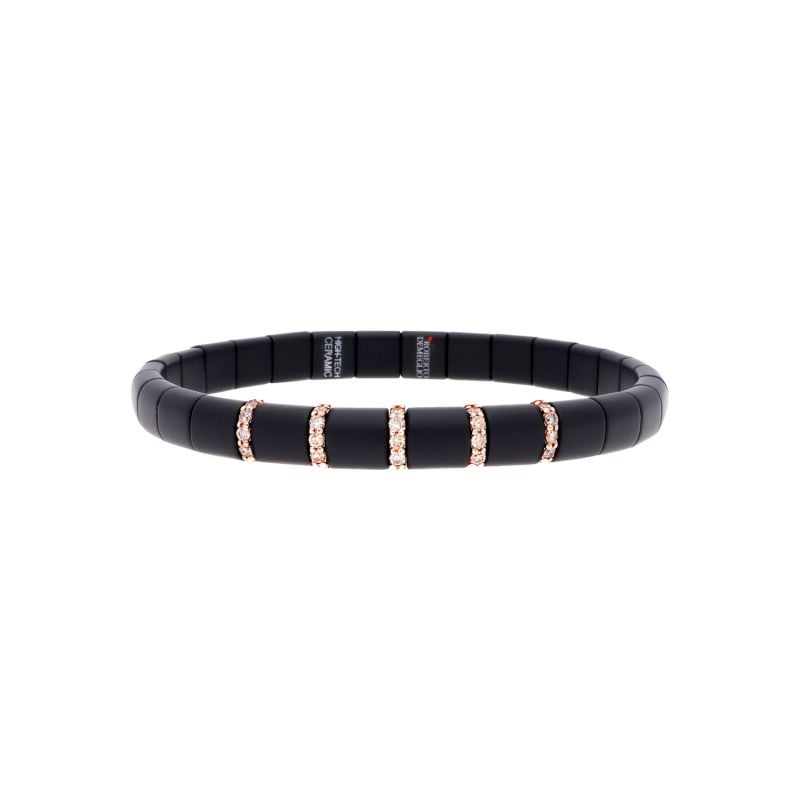 ROBERTO DEMEGLIO PULSERA DE ORO ROSA Y CERÁMICA NEGRA CON DIAMANTES BROWNS