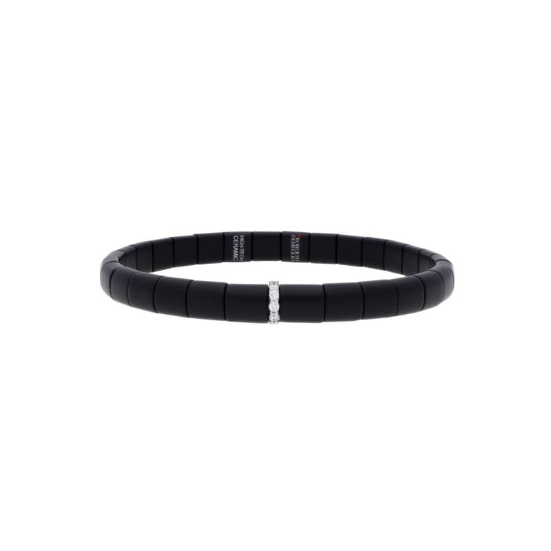 ROBERTO DEMEGLIO PULSERA DE ORO BLANCO Y CERÁMICA NEGRA CON DIAMANTES BLANCOS
