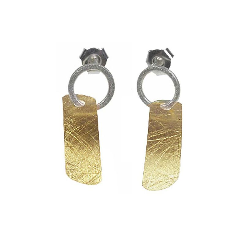 MAJORAL YELLOW GOLD AND SILVER EARRINGS POSIDONIA