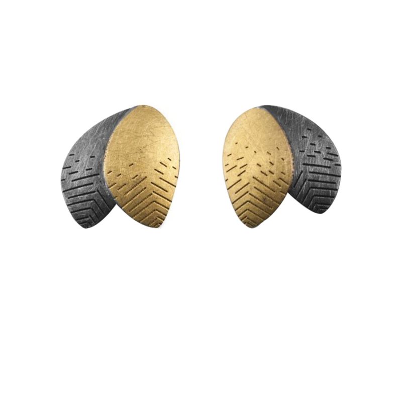MAJORAL YELLOW GOLD AND SILVER EARRINGS ROMA