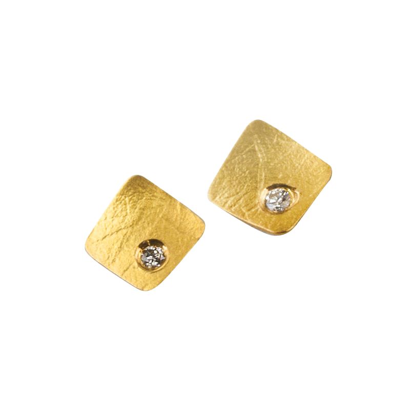 MAJORAL YELLOW GOLD EARRINGS WITH DIAMONDS ONES