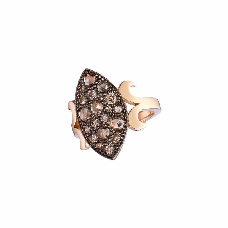 CERVERA BARCELONA ANILLO DE ORO ROSA CON DIAMANTES BROWN ARABESQUE