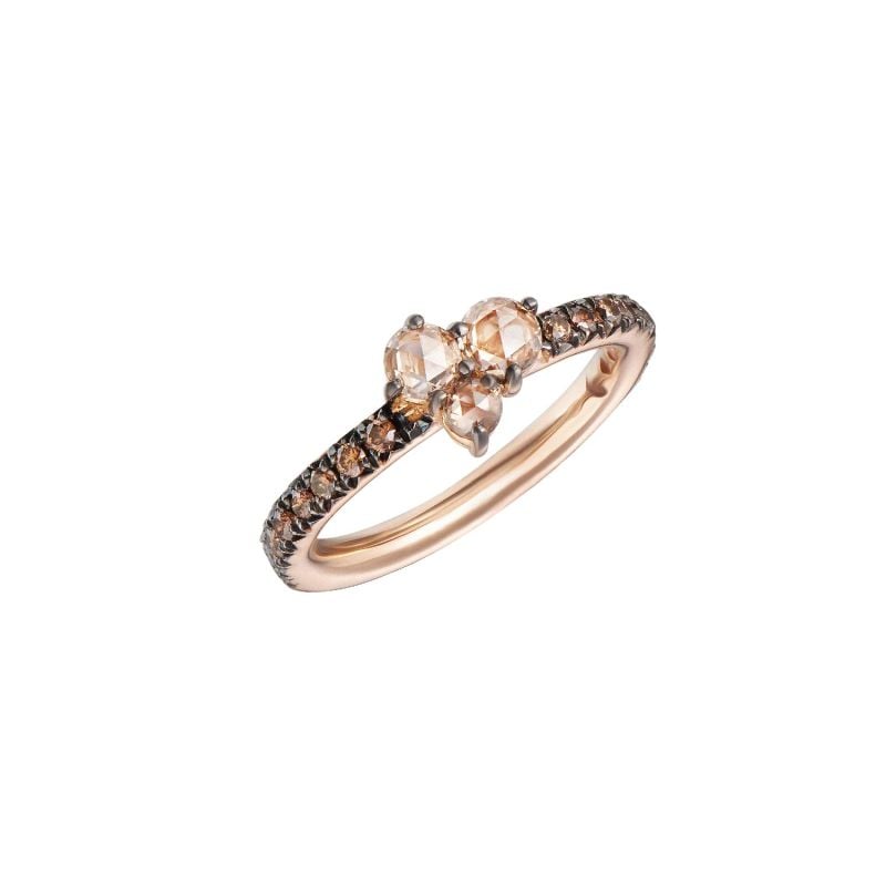 CERVERA BARCELONA ANILLO DE ORO ROSA CON DIAMANTES BROWN ABRAZO