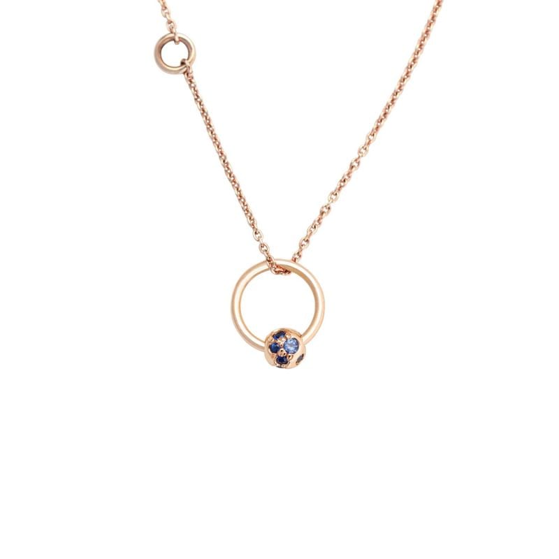 CERVERA BARCELONA COLLIER D´OR ROSE AVEC SAPHIRS BLEUS FONCÉ DÉSIR GRAMOS DE AMOR