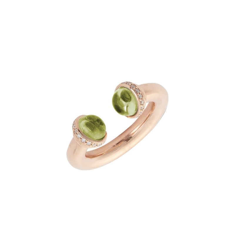 CERVERA BARCELONA ANILLO DE ORO ROSA  CON PERIDOTO Y DIAMANTES