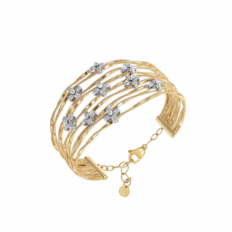 MARCO BICEGO YELLOW AND WHITE GOLD BRACELET WITH DIAMONDS MARRAKECH ONDE 