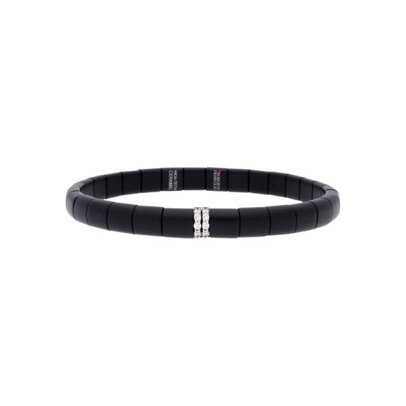 QUERA BRACELET D´OR BLANC ET CÉRAMIQUE NOIRE AVEC DIAMANTS