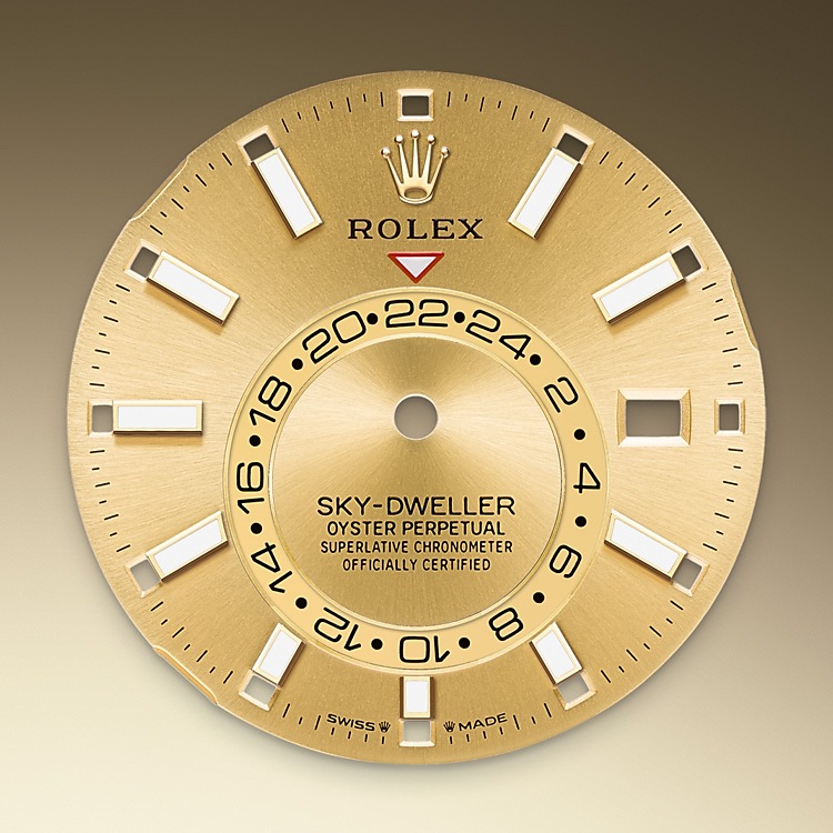  Esfera champagne Rolex Sky-Dweller acero Oystersteel y oro amarillo en Quera