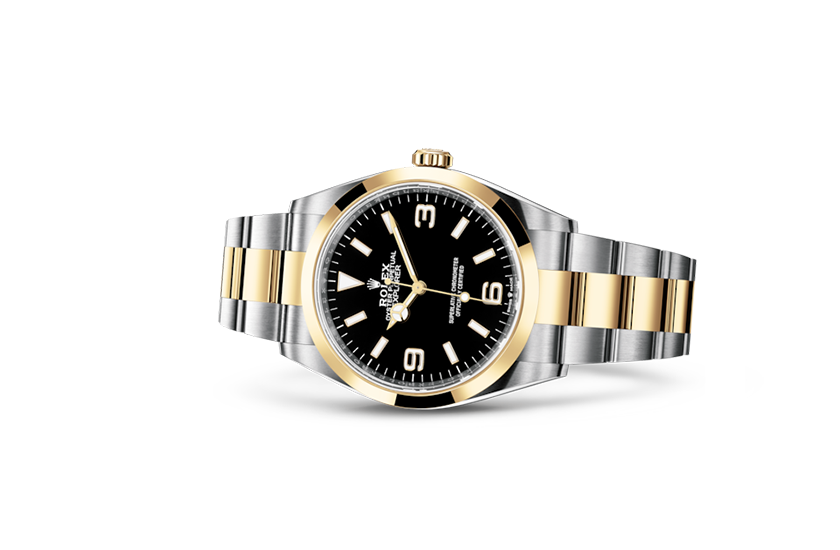 Reloj Rolex Explorer de acero Oystersteel, oro amarillo y esfera negra en Quera