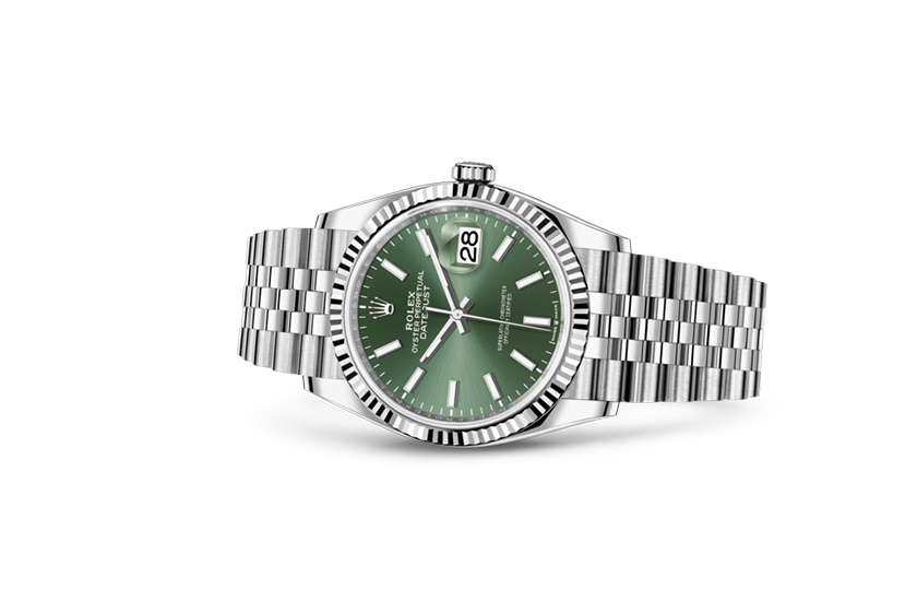 Rolex Watch Datejust 36 Oystersteel, white gold and Mint green dial at Quera in Girona and Alicante