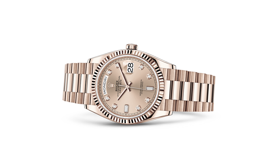 Rolex Day-Date 36 Everose gold and Rosé-colour dial in Quera 