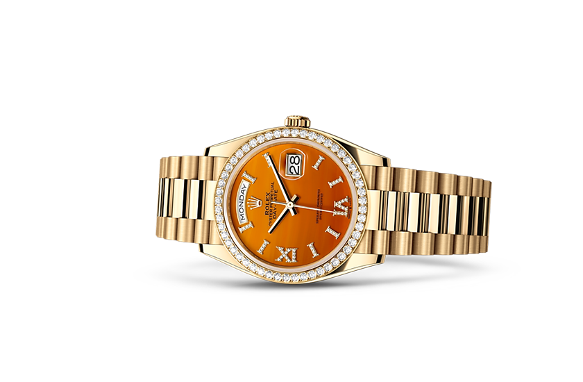 Rolex Day-Date white gold and Carnelian dial set with diamonds in Quera