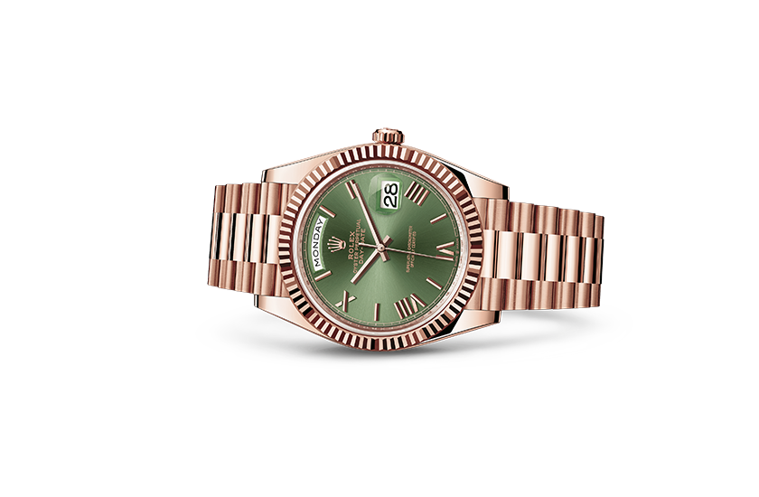  Rolex Day-Date 40 Everose gold and Olive Green Dial in Quera 