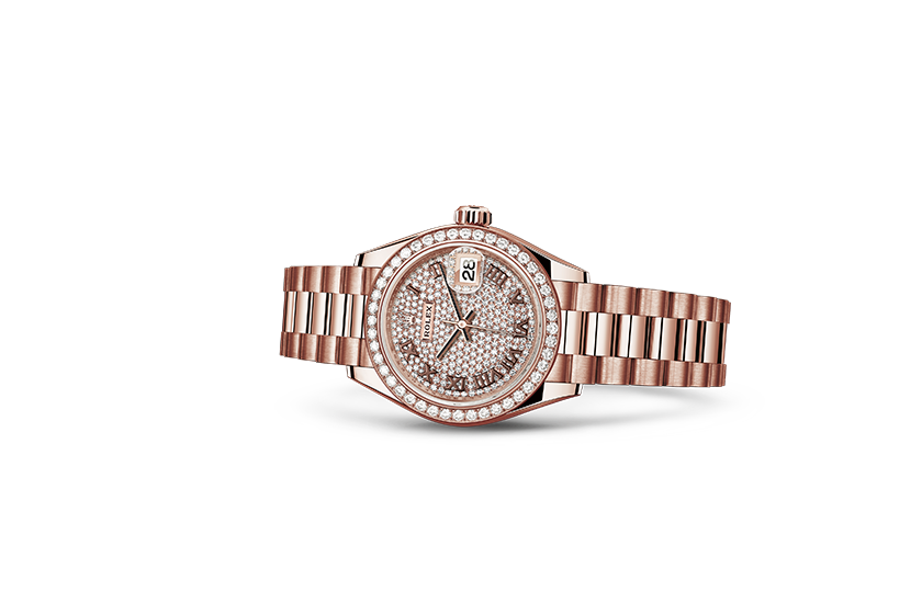 Rolex Watch Lady-Datejust Everose gold and diamonds Diamond-Paved Dial in Quera