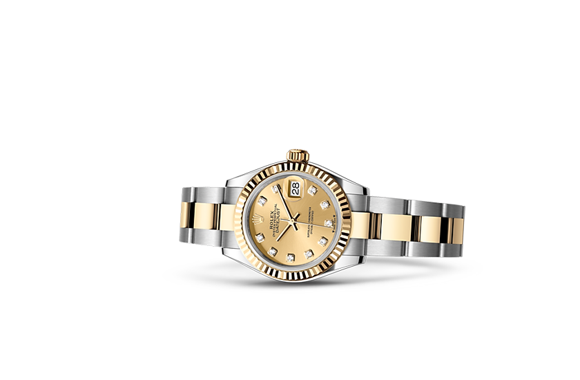 Reloj Rolex Lady-Datejust acero Oystersteel y oro amarillo, y esfera color champagne engastada de diamantes en Quera