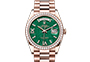 Rolex Day-Date white gold and Green aventurine dial set with diamonds in Quera