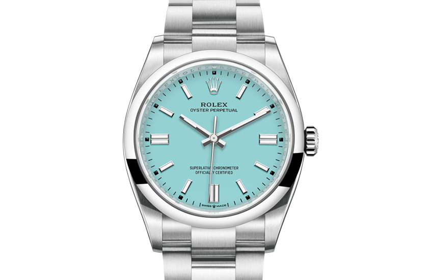 Rolex Oyster Perpetual 36 Oystersteel and Turquoise blue dial in Quera 