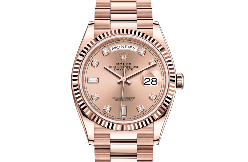 Rolex Day-Date 36 Everose gold and Rosé-colour dial in Quera 