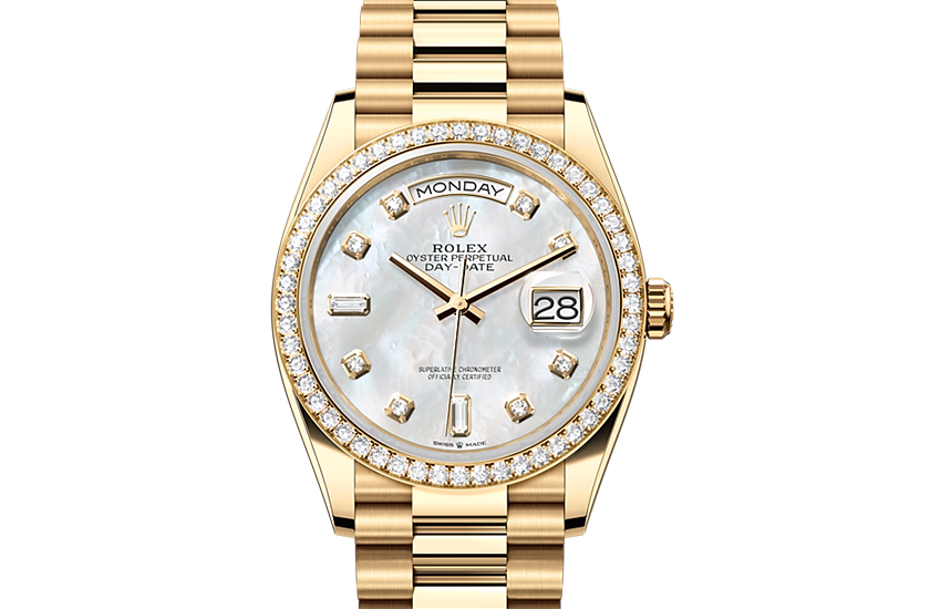 Rolex Day-Date white gold Mother of pearl dial set with diamonds in Quera