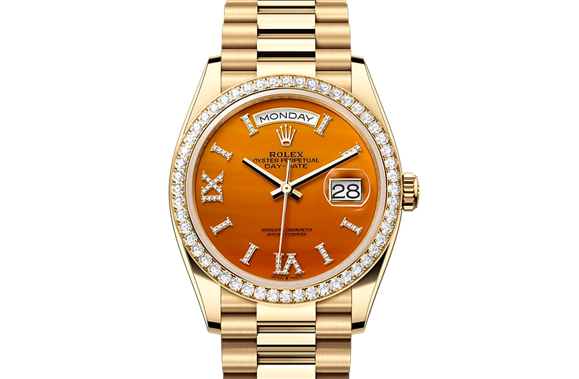 Rolex Day-Date white gold and Carnelian dial set with diamonds in Quera