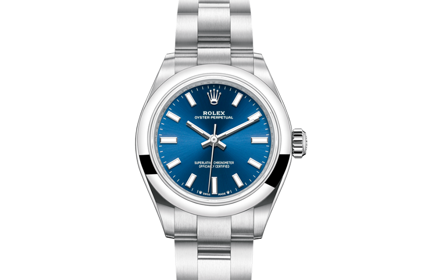 Rolex Oyster Perpetual 28 Oystersteel and  Bright blue dial in Quera 