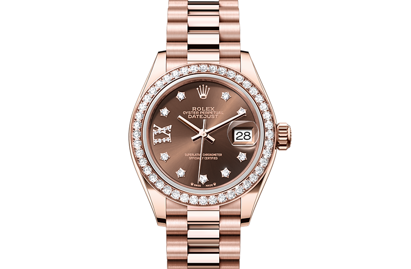 Rolex Lady-Datejust Everose gold and diamonds with Chocolate dial set with diamonds  at Quera