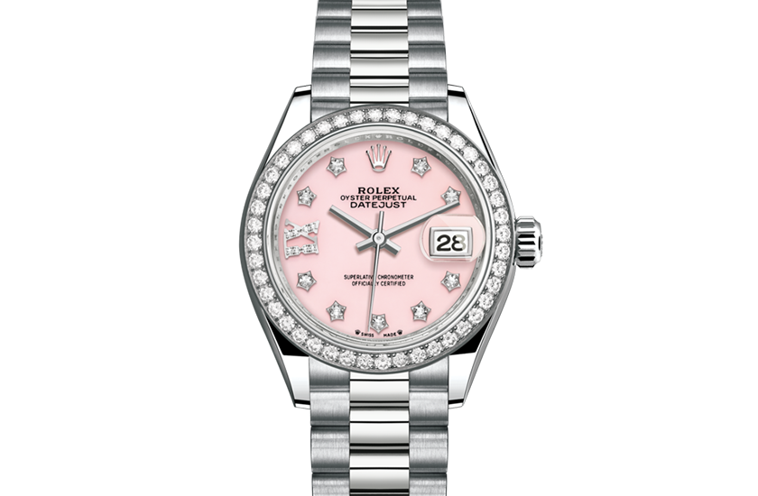 Rolex Lady-Datejust white gold, diamonds and opal pink dial set with diamonds in Quera