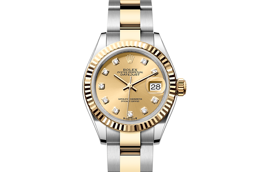 Rolex Lady-Datejust Oystersteel and yellow gold, and Champagne-colour dial set with diamonds  in Quera