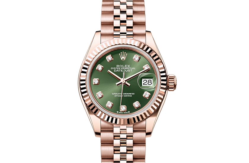 Rolex Lady-Datejust Everose gold, y Olive Green Dial set with diamonds  in Quera