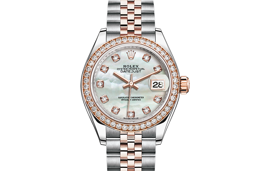 Rolex Lady-Datejust Oystersteel, Everose gold and diamonds, and Mother of pearl dial set with diamonds  in Quera